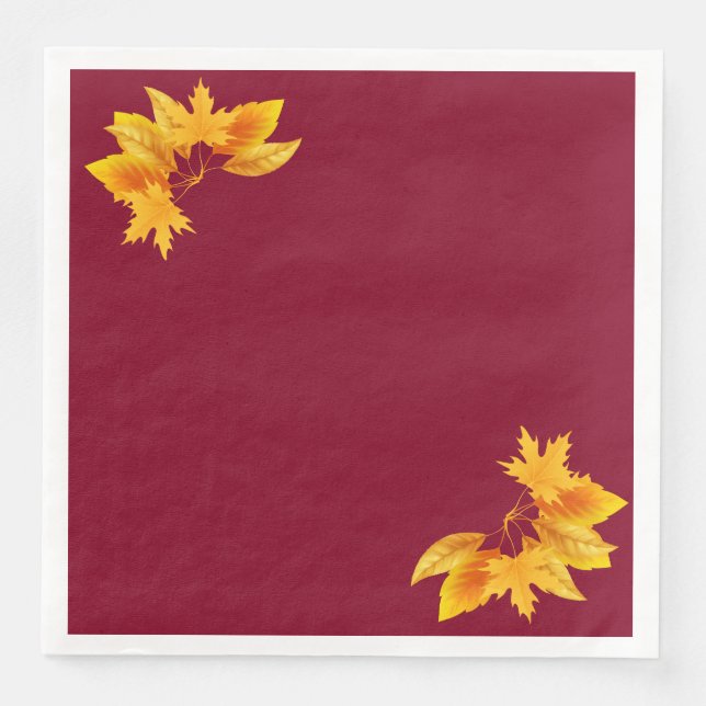 Simple Burgundy Gold Greenery Autumn Celebration  Napkin (Front)
