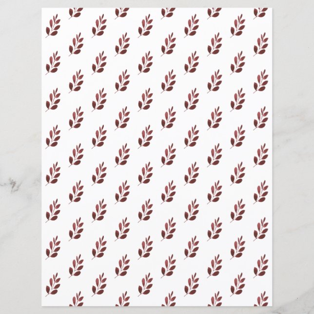 Simple Burgundy Leaf Scrapbook Paper Sheet (Front)