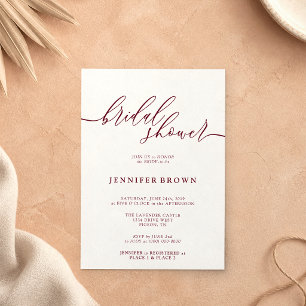 Simple Burgundy Minimal Bridal Shower Invitation