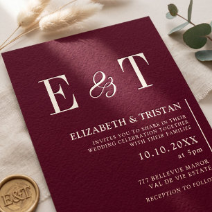 Simple Burgundy Minimalist Wedding Invitation