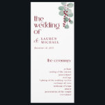 Simple Burgundy Modern Winter Wedding Programme<br><div class="desc">These elegant,  modern burgundy winter wedding programs feature a modern serif font for a clean look. The design is a simple eucalyptus sprig with burgundy berries. Your wedding party and thank you message is on the back side. View matching pieces in this winter wedding collection below.</div>