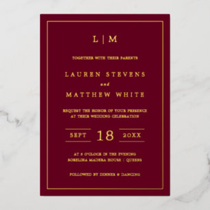 Simple Burgundy Monogram Elegant Wedding