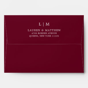 Simple Burgundy Monogram Elegant Wedding Envelope