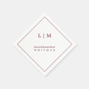 Simple Burgundy Monogram Elegant Wedding Napkin