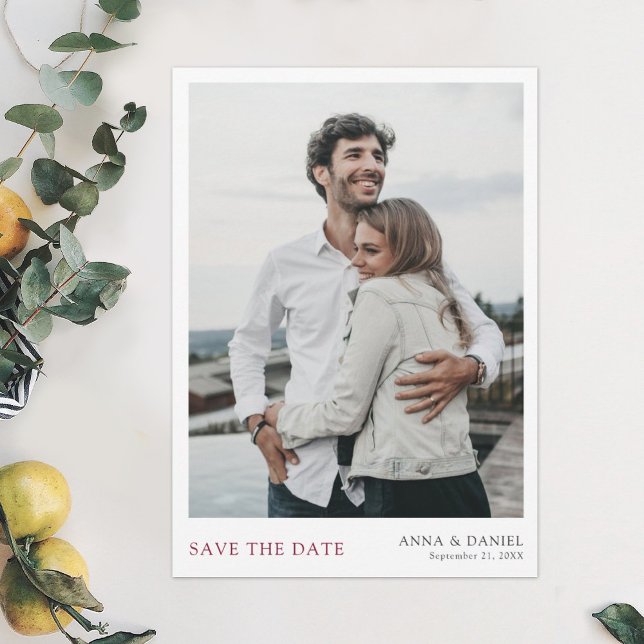 Simple Burgundy Photo Save the Date Wedding Invite (Creator Uploaded)