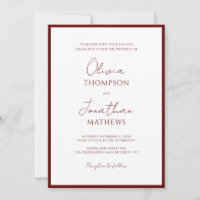 Simple Burgundy Red Border Script Wedding