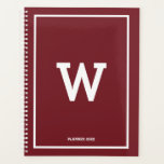 Simple Burgundy Red Initial Monogram Monthly Planner<br><div class="desc">A simple design with burgundy red background colour and your custom initial monogram positioned in the centre. A beautiful minimalist design ideal for anyone. Ideal birthday gift, party decor, home decor, office stationery, Christmas present or gift for any other special occasion. Visit our shop to view our entire collection. Customise...</div>