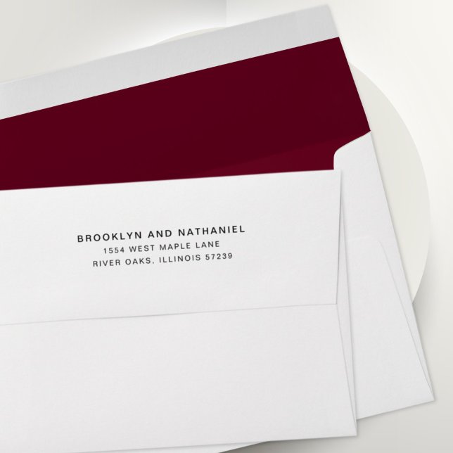 Simple Burgundy Return Address Lined Envelope (Creator Uploaded)