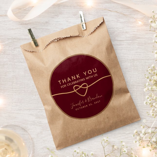 Simple Burgundy Wedding Favour Bag (Clipped)