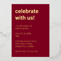 Simple Burgundy Wedding Foil Invitation