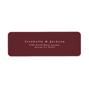 Simple Burgundy  Wedding Return Address