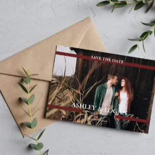 Simple Burgundy Wedding Save the Date