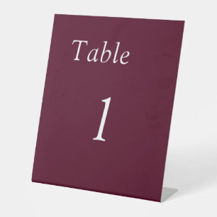 Simple Burgundy Wedding Table Number Pedestal Sign