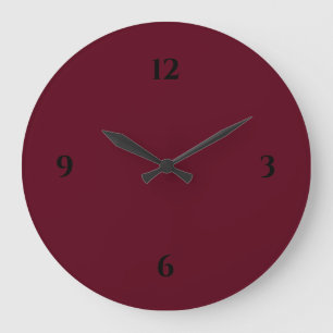 Simple Burgundy Wine & Black Large Clock