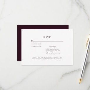 Simple Burgundy Wine & White Wedding RSVP Card