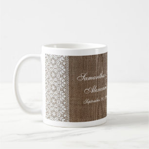 Simple Burlap and Lace Coffee Mug