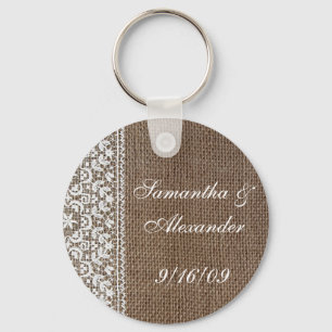 Simple Burlap and Lace Key Ring