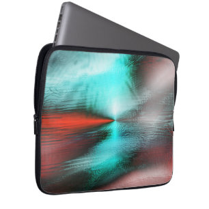 Simple burnt cyan digital stain over showy reddish laptop sleeve