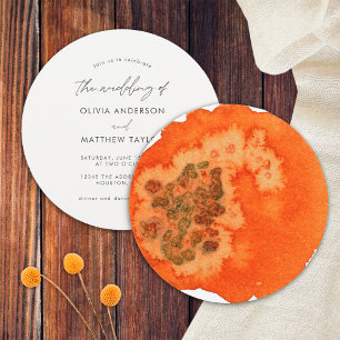 Simple Burnt Orange Elegant Watercolor Wedding Invitation