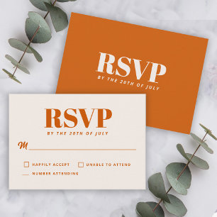 Simple Burnt Orange Modern Minimalist Wedding RSVP