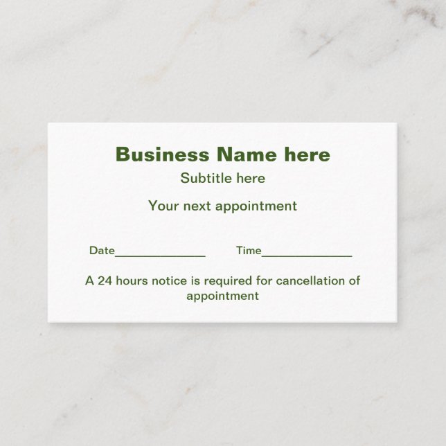 simple business add your appointment details loyalty card (Front)