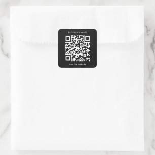 Simple Business Black QR Code Square Sticker