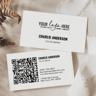 Simple Business Branding Company Logo QR Code Card