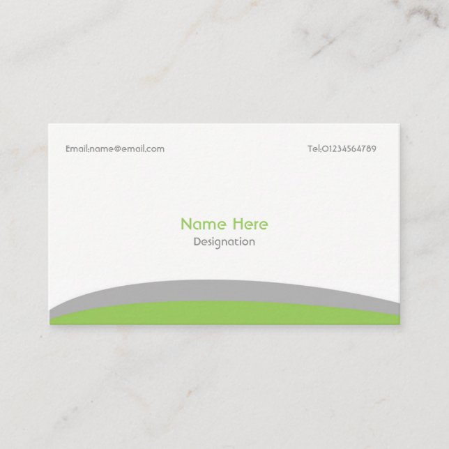 Simple Business Card- Green & Grey Card (Front)