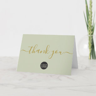 Simple Business Company logo green Gold Black   Thank You Card