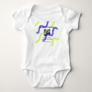 Simple business company website barcode QR add nam Baby Bodysuit