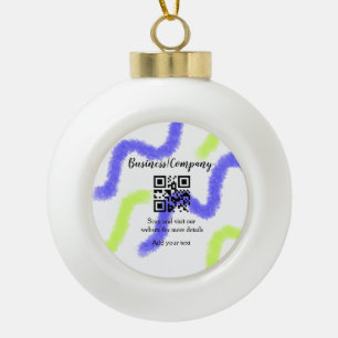 Simple business company website barcode QR add nam Ceramic Ball Christmas Ornament