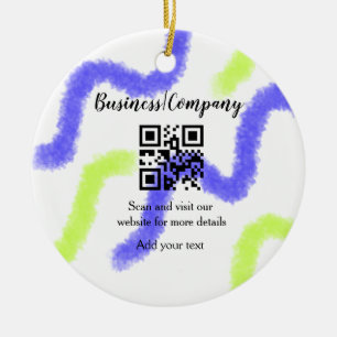 Simple business company website barcode QR add nam Ceramic Tree Decoration