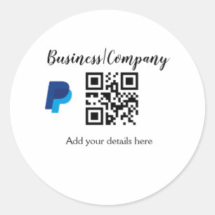 Simple business company website barcode QR add nam Classic Round Sticker