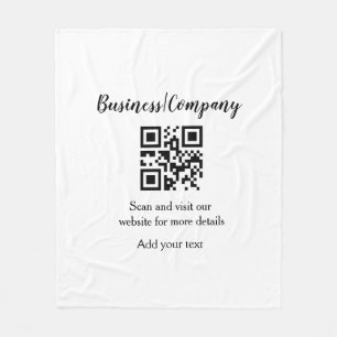 Simple business company website barcode QR add nam Fleece Blanket