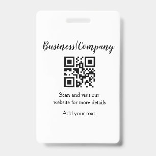 Simple business company website barcode QR add nam ID Badge