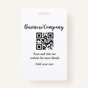 Simple business company website barcode QR add nam ID Badge