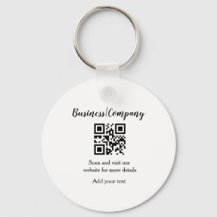 Simple business company website barcode QR add nam Key Ring
