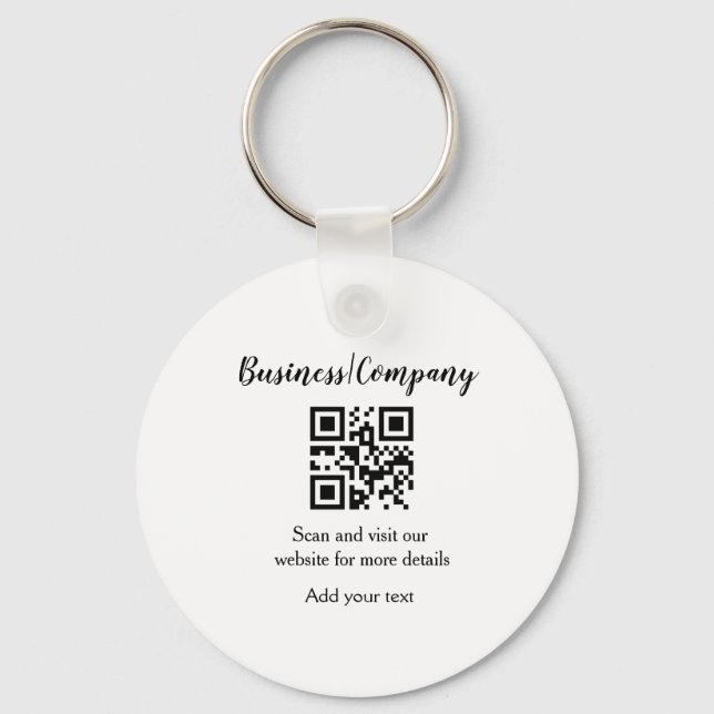 Simple business company website barcode QR add nam Key Ring (Front)