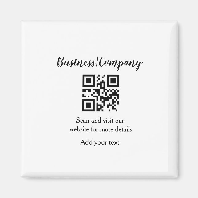 Simple business company website barcode QR add nam Magnet (Front)