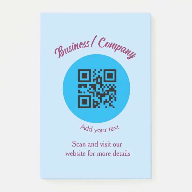 Simple business company website barcode QR add nam Post-it Notes (Front)
