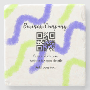 Simple business company website barcode QR add nam Stone Coaster