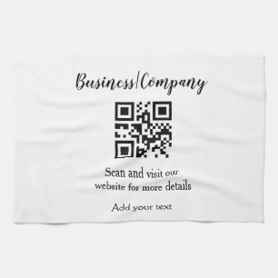 Simple business company website barcode QR add nam Tea Towel