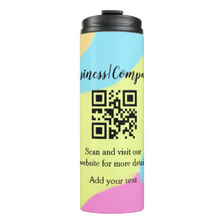 Simple business company website barcode QR add nam Thermal Tumbler