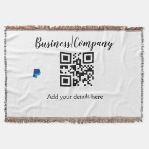 Simple business company website barcode QR add nam Throw Blanket