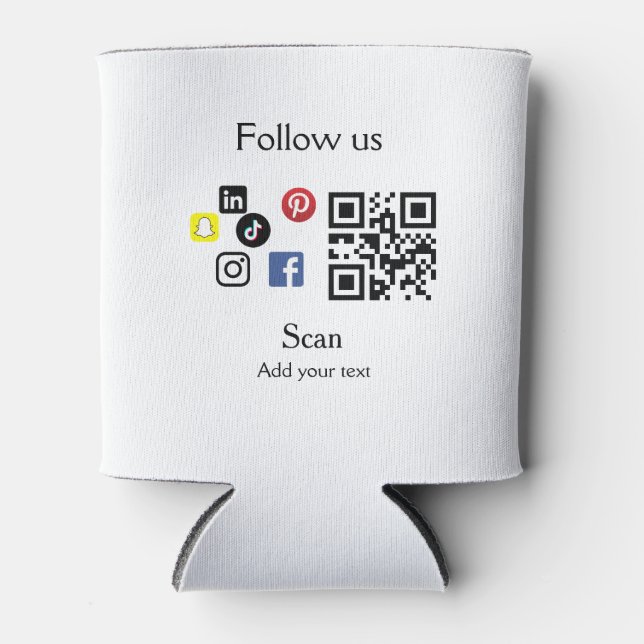 Simple business company website barcode QR code Can Cooler (Front)