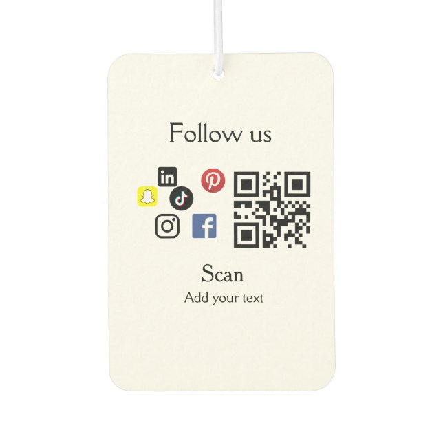 Simple business company website barcode QR code Car Air Freshener (Front)