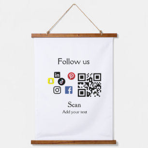 Simple business company website barcode QR code Hanging Tapestry
