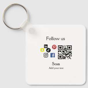 Simple business company website barcode QR code Key Ring