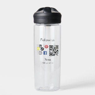 Simple business company website barcode QR code Water Bottle
