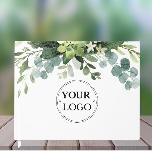 Simple Business Corporate Logo Floral Guest Book